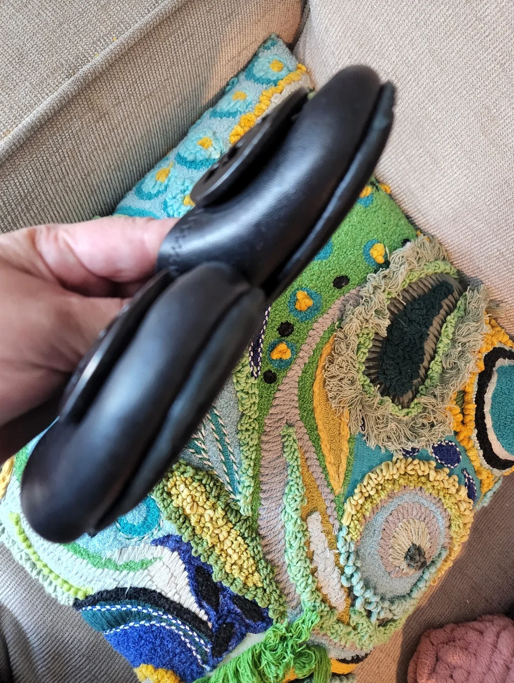 Tory Burch Black Leather Logo Ballet Flats